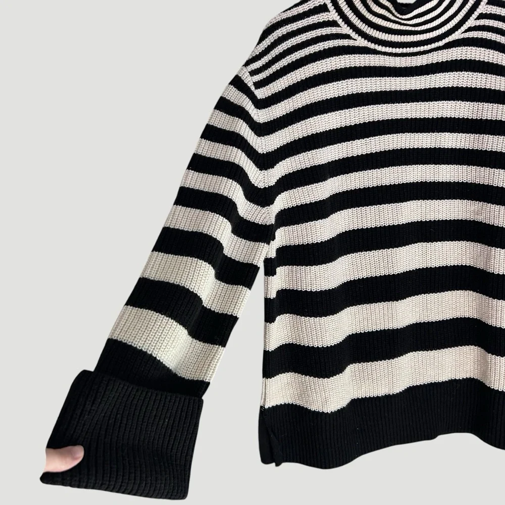 & Other Stories Stockholm Atelier Wool Blend Striped Turtleneck Sweater Sz Large - Picture 7 of 9